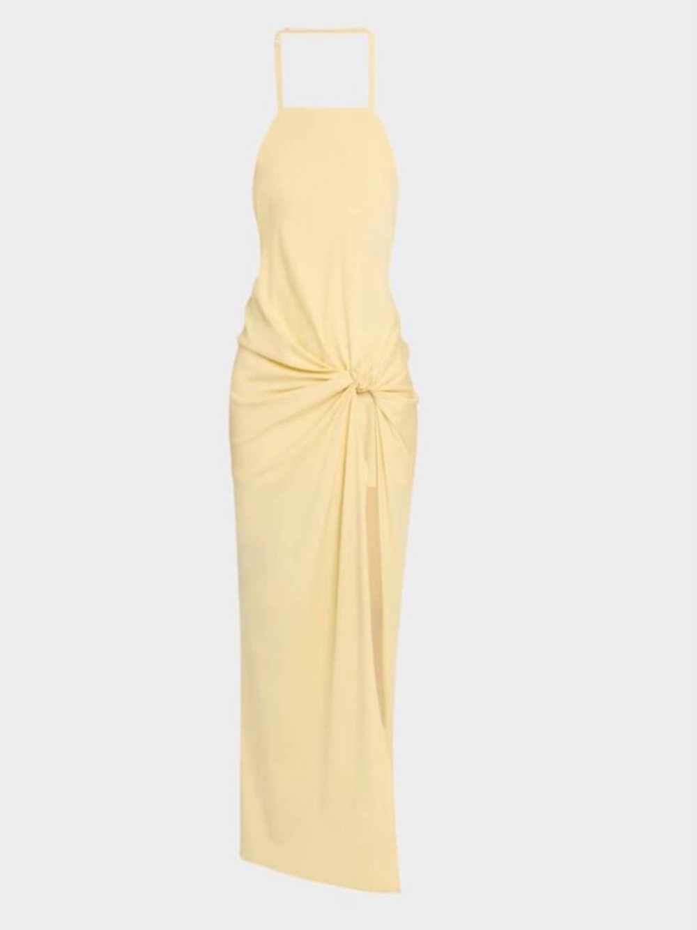 IRO Harmonie Knotted Halter Maxi NWT Butter Yellow Open Back Evening Gown EU 36